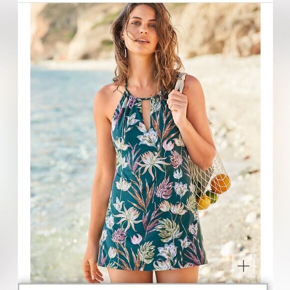 Garnet Hill Signature High-Neck Swim Dress Size 18 - Picture 1 of 14